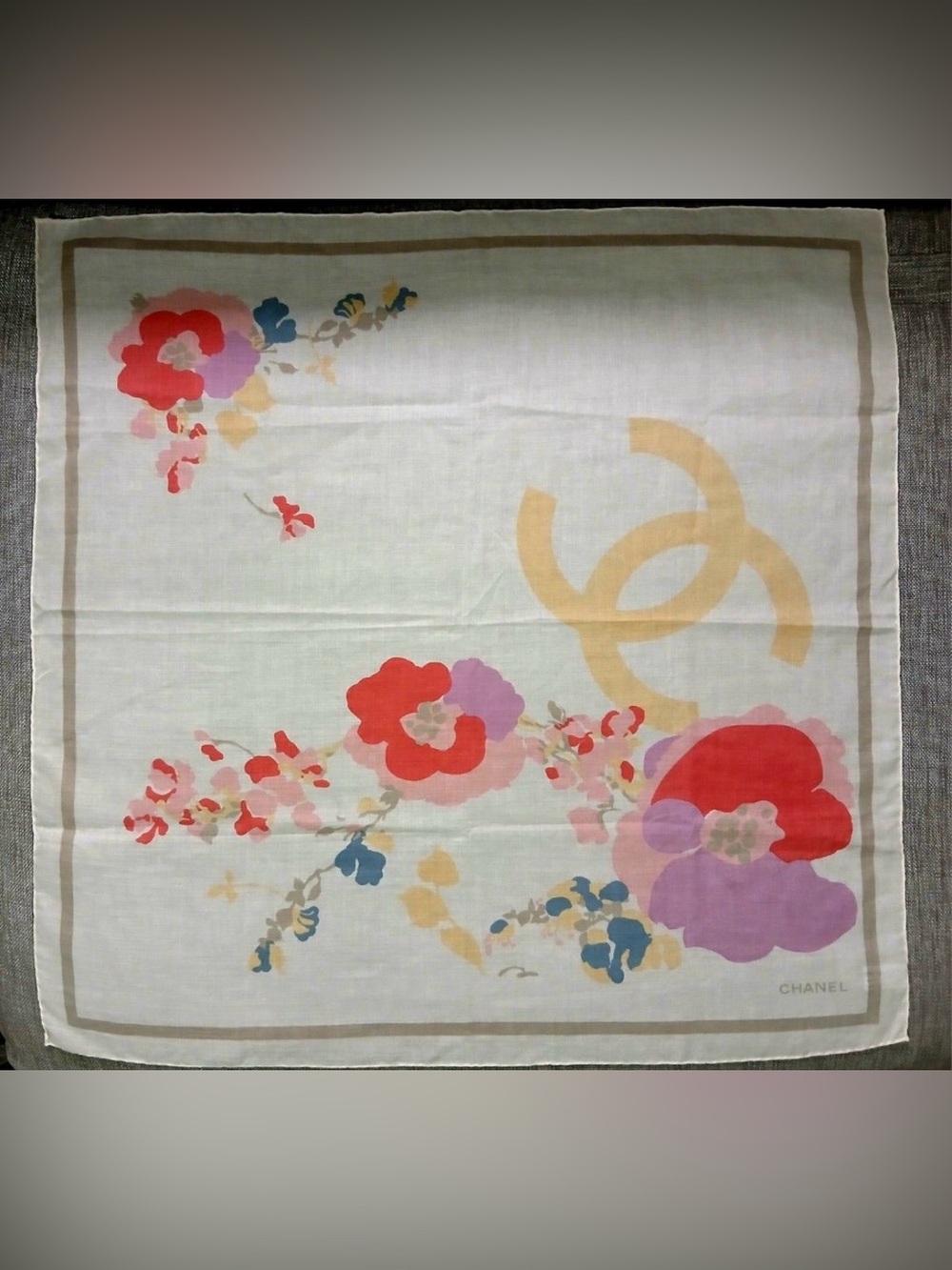 CHANEL Floral Mini Scarf